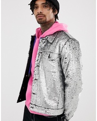 Мужская серебряная куртка-рубашка от ASOS DESIGN