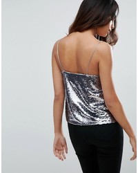 Женская серебряная майка с пайетками от Asos