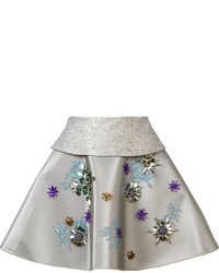 Серебряная мини-юбка с украшением от DELPOZO