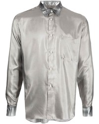 Мужская серебряная рубашка с длинным рукавом от Comme Des Garcons Homme Plus