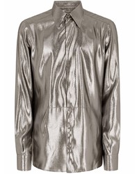 Мужская серебряная рубашка с длинным рукавом от Dolce & Gabbana