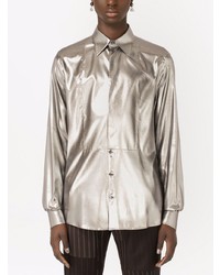 Мужская серебряная рубашка с длинным рукавом от Dolce & Gabbana