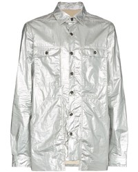 Мужская серебряная рубашка с длинным рукавом от Rick Owens DRKSHDW
