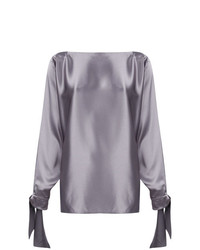 Серебряная сатиновая блузка с длинным рукавом от Gianluca Capannolo