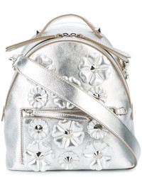 Женская серебряная сумка с вышивкой от Fendi