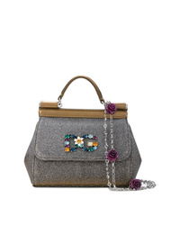 Серебряная сумка через плечо из плотной ткани от Dolce & Gabbana