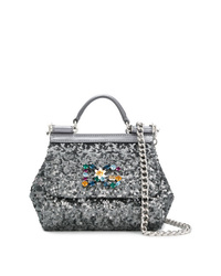 Серебряная сумка через плечо с пайетками от Dolce & Gabbana
