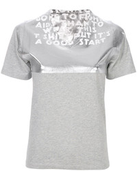 Женская серебряная футболка с v-образным вырезом от MM6 MAISON MARGIELA