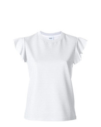 Женская серебряная футболка с круглым вырезом с рюшами от Dondup