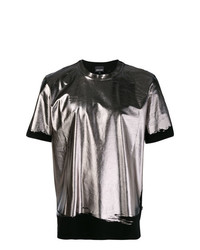 Мужская серебряная футболка с круглым вырезом от Just Cavalli