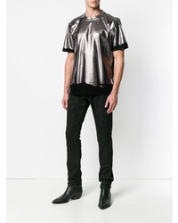 Мужская серебряная футболка с круглым вырезом от Just Cavalli