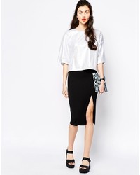 Женская серебряная футболка с круглым вырезом от Monki