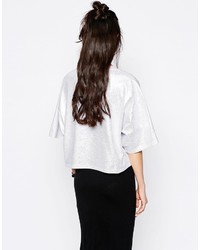 Женская серебряная футболка с круглым вырезом от Monki