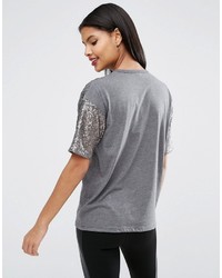 Женская серебряная футболка с пайетками от Asos