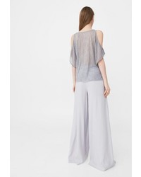 Женская серебряная футболка от Mango