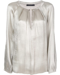Серебряная шелковая блузка от Max Mara