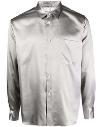 Мужская серебряная шелковая рубашка с длинным рукавом от Comme Des Garcons Homme Plus