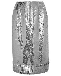 Серебряная юбка-карандаш с пайетками от Altuzarra