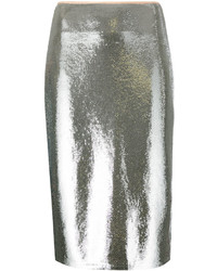 Серебряная юбка-карандаш с пайетками от Diane von Furstenberg