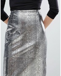Серебряная юбка-карандаш с пайетками от Asos