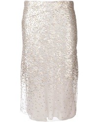 Серебряная юбка-миди с пайетками от Jason Wu