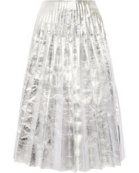 Серебряная юбка-миди со складками от Gucci