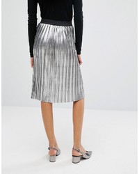 Серебряная юбка-миди со складками от Miss Selfridge
