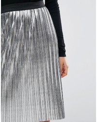 Серебряная юбка-миди со складками от Miss Selfridge