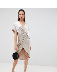 Серебряное бархатное платье с запахом от Asos Tall