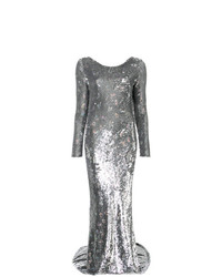 Серебряное вечернее платье с пайетками от Ashish