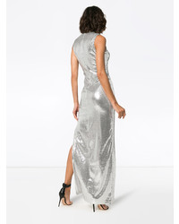 Серебряное вечернее платье с пайетками от Galvan