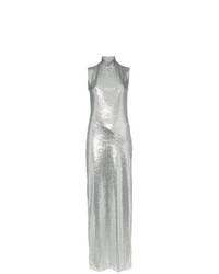 Серебряное вечернее платье с пайетками от Galvan