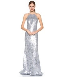 Серебряное вечернее платье с пайетками от Kaufman Franco