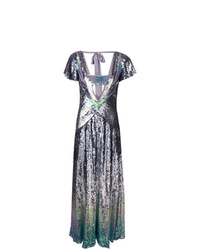 Серебряное вечернее платье с пайетками от Temperley London