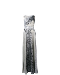Серебряное вечернее платье с цветочным принтом от Talbot Runhof