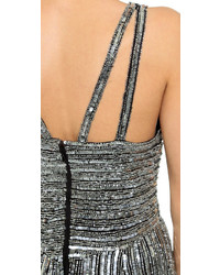 Серебряное вечернее платье со складками от Parker
