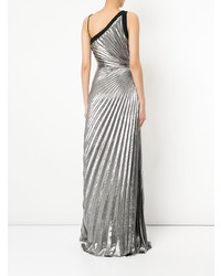 Серебряное вечернее платье со складками от Mugler