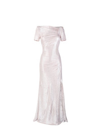 Серебряное вечернее платье со складками от Talbot Runhof