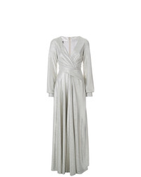 Серебряное вечернее платье со складками от Talbot Runhof