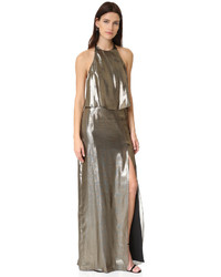 Серебряное вечернее платье от Halston
