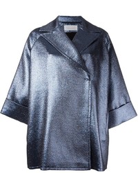 Женское серебряное кожаное пальто от Gianluca Capannolo