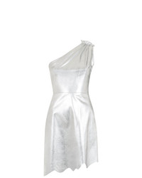 Серебряное кожаное платье-футляр от Nk