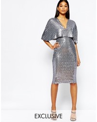 Серебряное облегающее платье с пайетками от Club L