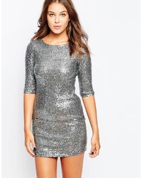Серебряное облегающее платье с пайетками от Club L