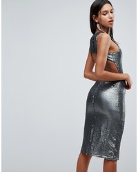 Серебряное облегающее платье с пайетками от Glamorous