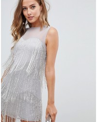 Серебряное облегающее платье с украшением от ASOS DESIGN