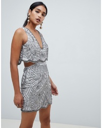 Серебряное облегающее платье от ASOS DESIGN