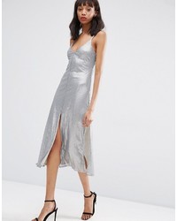 Серебряное платье-миди с пайетками от Asos