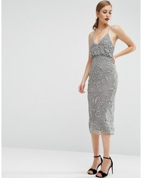 Серебряное платье-миди с пайетками от Asos