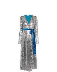 Серебряное платье-миди с пайетками от ATTICO